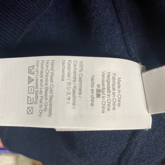 J CREW Midweight 100% Cashmere Navy Blue Hoodie Pullover Sweater Unisex - Picture 11 of 11